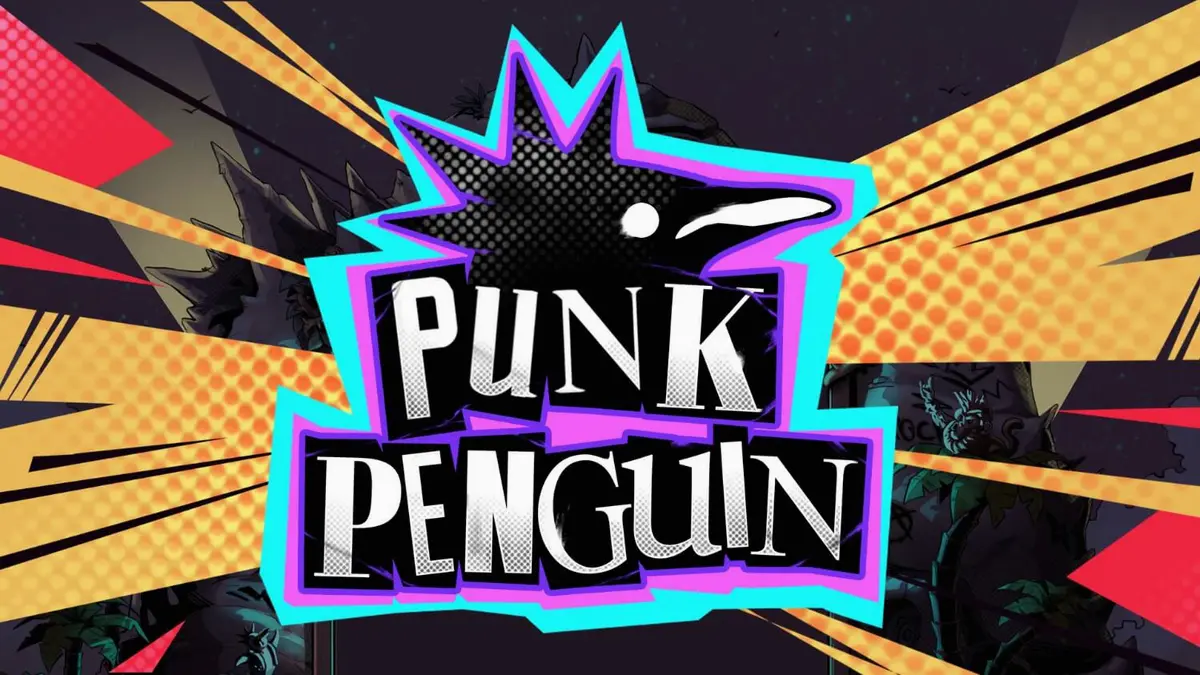 Tampilan visual slot Punk Penguin dengan tema konser bawah tanah yang penuh grafiti dan karakter penguin punk.